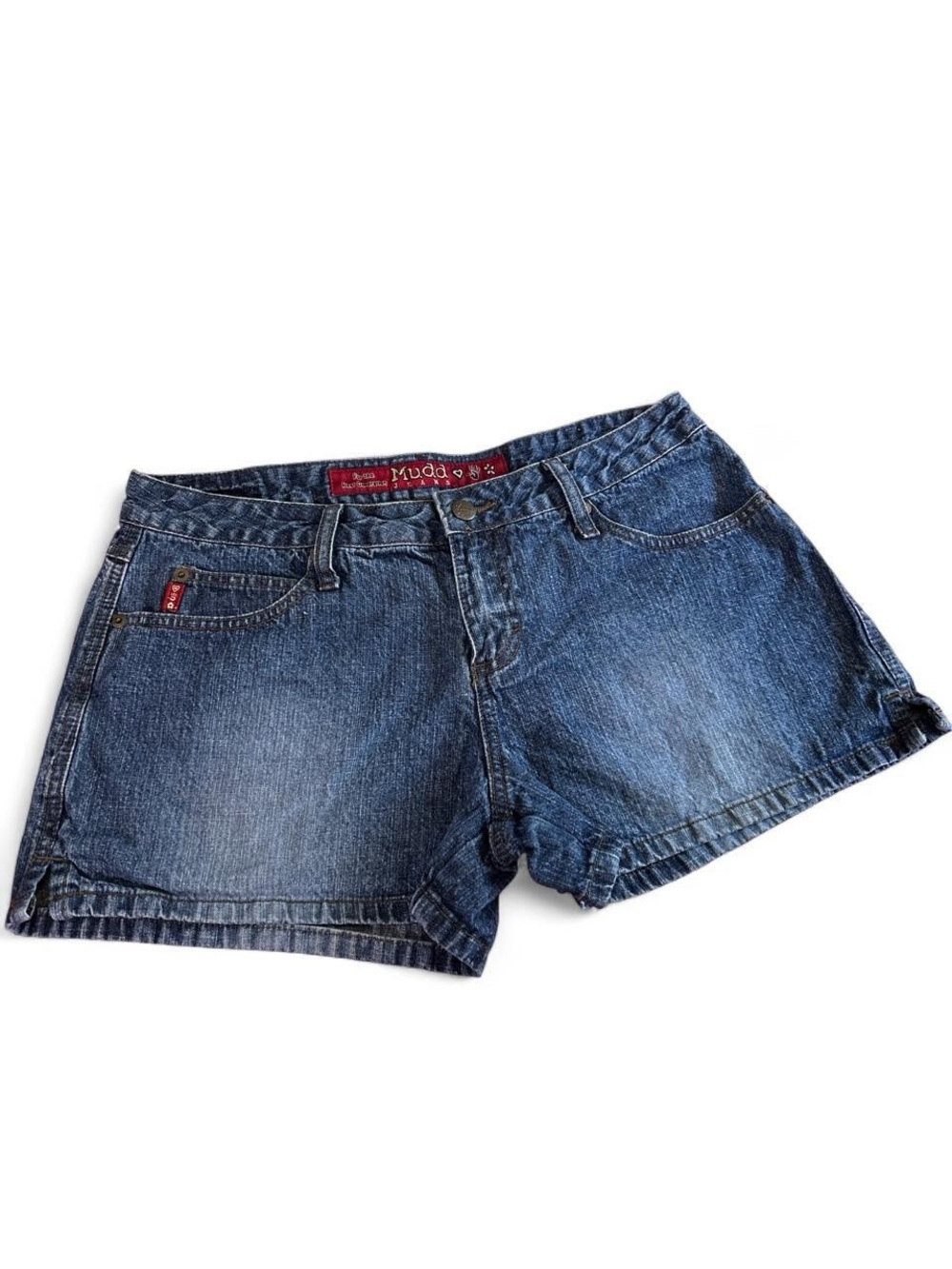 Vintage Y2K Mudd Faded Blue Jean Denim Shorts Lowrise Size 7